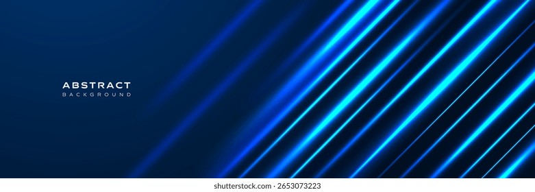 Abstractas fondo azul futurista con líneas diagonales de luz brillante degradado oscuro. innovación, presentaciones, Anuncio de cubierta, Vector
