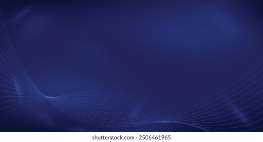 Abstract futuristic blue background with flow line and glitter lights. Vector illustration