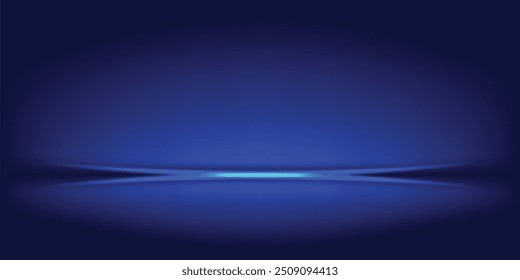 Abstractas fondo azul futurista con luces de flujo y resplandor. Ilustración vectorial