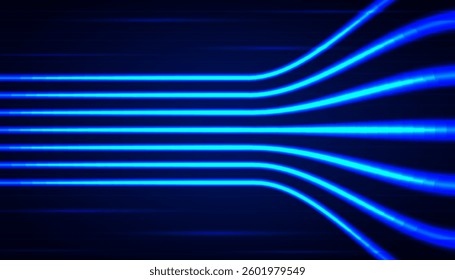Abstract futuristic blue background with flow energy lights. Vector illustration