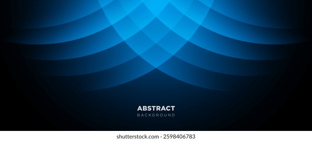 Abstract futuristic blue background with gradient blue curves.