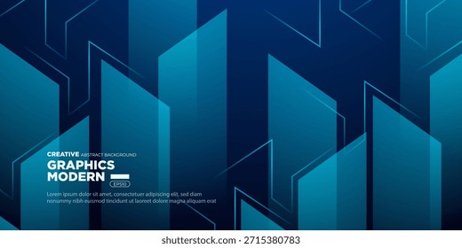 Abstract futuristic blue background. Simple overlap arrow concept element pattern design. Cool banner style. Eps10 vector