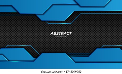 Abstract futuristic blue and black background with modern shape. Technology background.