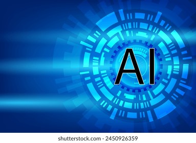 Abstractas fondo de interfaz futurista de círculo azul, sistema moderno, sistema de IA, mecanismo de inteligencia artificial. Fondo de alta tecnología digital. Ilustración vectorial.
