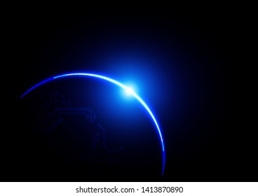 Abstract futuristic blue light with circuit in dark blue color background. illustration vector design
