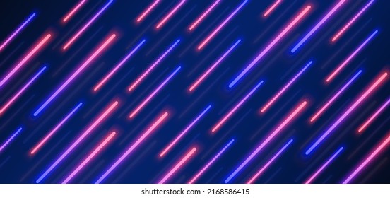 Abstract futuristic blue and red lamp neon lighting effect diagonal on dark blue background. Vector illustration