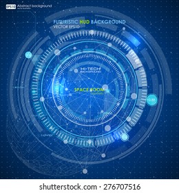 Abstract Futuristic blue virtual graphic touch interface HUD. Connection structure. Vector science background. Abstract blue background. Vector illustration.