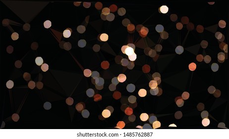 Abstract futuristic bokeh - Molecules technology with polygonal  on dark background. Illustration Vector design digital technology concept