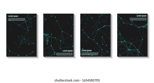 Abstract futuristic brochure design templates collection. Book design, blank, print design, journal. Layout vector template in A5 size