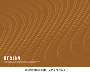 Abstract futuristic brown curved lines on brown background. Vector horizontal template for digital luxury business banner, contemporary formal invitation, luxury voucher, etc.