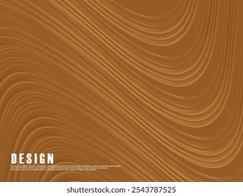 Abstract futuristic brown curved lines on brown background. Vector horizontal template for digital luxury business banner, contemporary formal invitation, luxury voucher, etc.