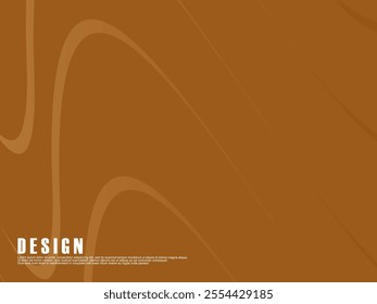 Abstract futuristic brown curved lines on brown background. Vector horizontal template for digital luxury business banner, contemporary formal invitation, luxury voucher, etc.