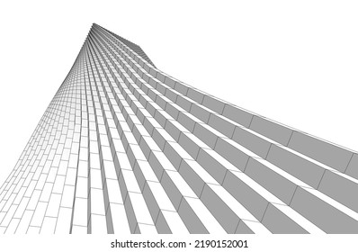 Resumen de edificios futuristas. Dibujo de vector arquitectónico