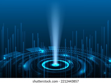 Abstract futuristic circle design and light beam background. Vector illustration.
