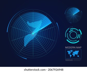 Abstract futuristic circle radar vector HUD, GUI, UI interface map of Somalia