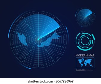 Abstract futuristic circle radar vector HUD, GUI, UI interface map of Malaysia