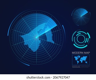 Resumen vector de radar de círculo futurista HUD, GUI, mapa de interfaz de interfaz de usuario de Brunéi