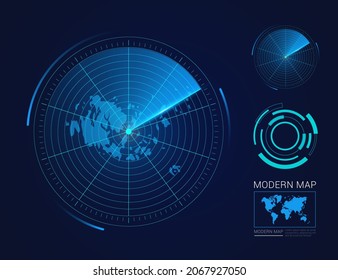 Abstract futuristic circle radar vector HUD, GUI, UI interface map of Aland Islands