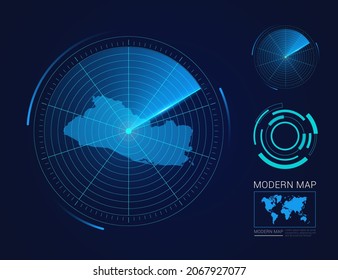 Resumen vector de radar de círculo futurista HUD, GUI, mapa de interfaz de interfaz de usuario de El Salvador