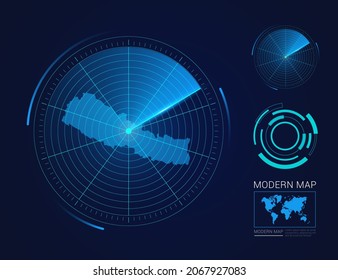 Abstract futuristic circle radar vector HUD, GUI, UI interface map of Nepal