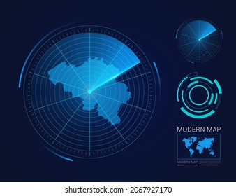 Abstract futuristic circle radar vector HUD, GUI, UI interface map of Belgium