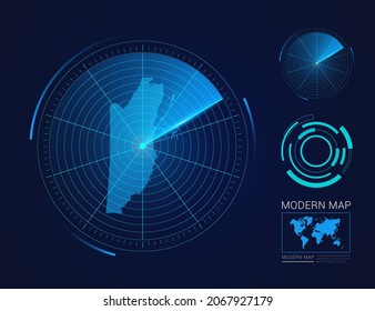 Abstract futuristic circle radar vector HUD, GUI, UI interface map of Belize