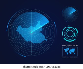 Resumen vector de radar de círculo futurista HUD, GUI, mapa de interfaz de interfaz de usuario de Sudán del Sur