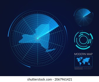 Abstract futuristic circle radar vector HUD, GUI, UI interface map of New York