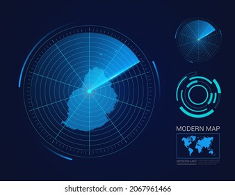 Resumen del vector de radar de círculo futurista HUD, GUI, mapa de interfaz de interfaz de usuario de Mauricio