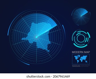 Abstract futuristic circle radar vector HUD, GUI, UI interface map of Congo