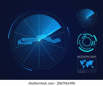 Resumen vector de radar de círculo futurista HUD, GUI, mapa de interfaz de interfaz de usuario de Gambia