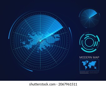 Abstract futuristic circle radar vector HUD, GUI, UI interface map of Falkland Islands