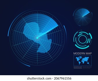 Resumen vector de radar de círculo futurista HUD, GUI, mapa de interfaz de interfaz de usuario de Paraguay