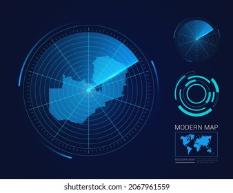 Resumen vector de radar de círculo futurista HUD, GUI, mapa de interfaz de interfaz de usuario de Zambia