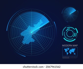 Resumen vector de radar de círculo futurista HUD, GUI, mapa de interfaz de interfaz de usuario de Corea del Norte