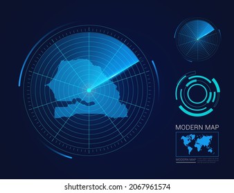 Resumen vector de radar de círculo futurista HUD, GUI, mapa de interfaz de interfaz de interfaz de usuario de Senegal