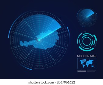 Abstract futuristic circle radar vector HUD, GUI, UI interface map of Austria