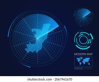 Resumen vector de radar de círculo futurista HUD, GUI, mapa de interfaz de interfaz de usuario del Congo