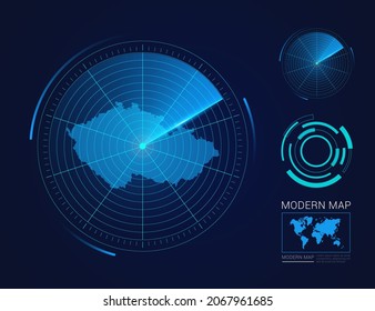 Resumen vector de radar de círculo futurista HUD, GUI, mapa de interfaz de interfaz de usuario de la República Checa