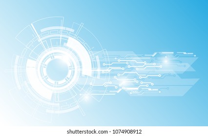 Tecnología de círculo futurista abstracta con diseño de placa de circuito en color azul fondo.ilustración vectorial.