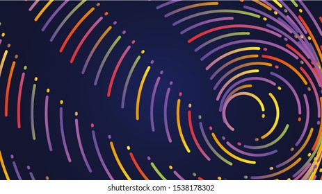 Abstract futuristic circles visualization. Colorful neon background. Graphic concept for your design