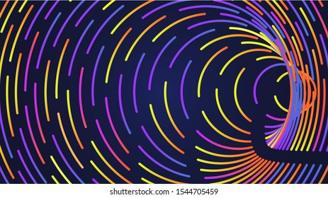 Abstract futuristic circles visualization. Colorful neon background. Graphic concept for your design