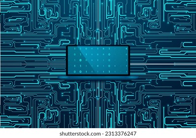 Abstract futuristic circuit board background. Big data code representation. Hi-tech Illustration of digital technology. Graphic concept for your design