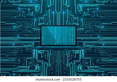 Abstract futuristic circuit board background. Big data code representation. Hi-tech Illustration of digital technology. Graphic concept for your design