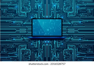 Abstract futuristic circuit board background. Big data code representation. Hi-tech Illustration of digital technology. Graphic concept for your design