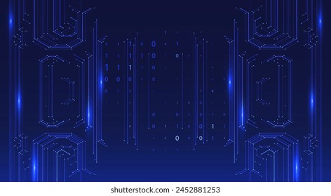 Abstract futuristic circuit board background. Big data code representation. Hi-tech Illustration of digital technology. Graphic concept for your design