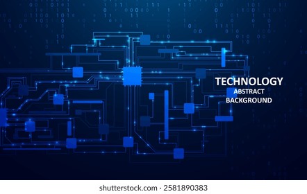 Abstract futuristic circuit board background. Big data code representation. Hi-tech Illustration of digital technology. Graphic concept for your design