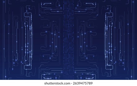 Abstract futuristic circuit board background. Big data code representation. Hi-tech Illustration of digital technology. Graphic concept for your design