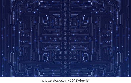 Abstract futuristic circuit board background. Big data code representation. Hi-tech Illustration of digital technology. Graphic concept for your design