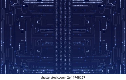 Abstract futuristic circuit board background. Big data code representation. Hi-tech Illustration of digital technology. Graphic concept for your design